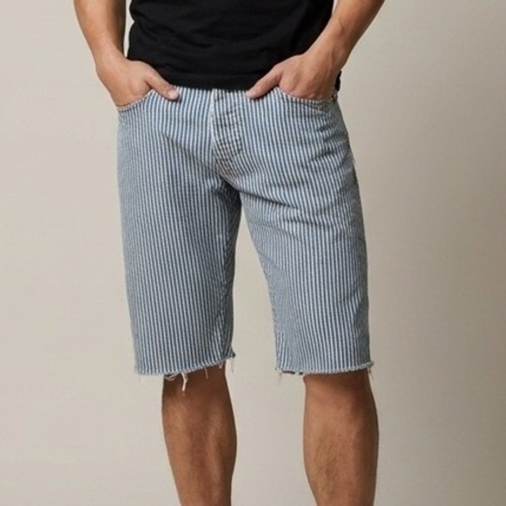 The Stronghold Hickory Stripe Denim Shorts Mens 30 Blue White Made in USA